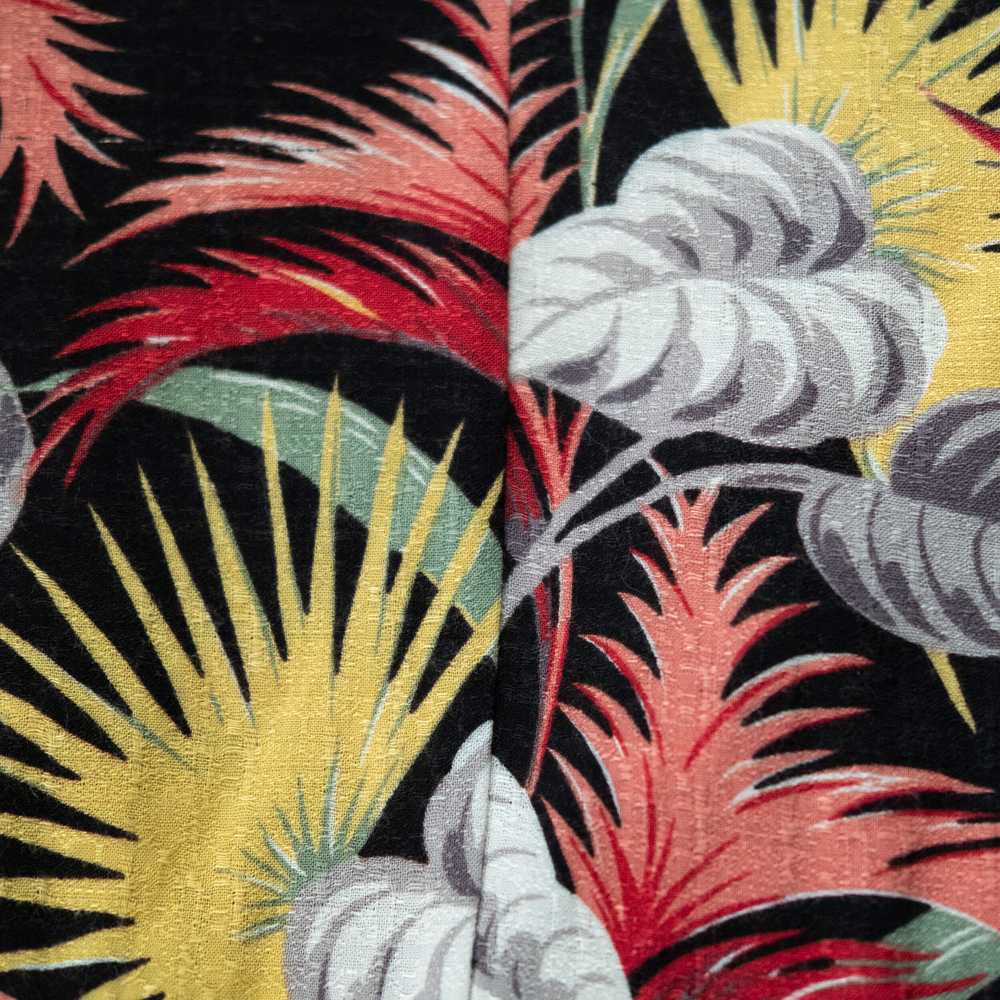 1980s Norma Kamali tropical barkcloth print wrap … - image 6