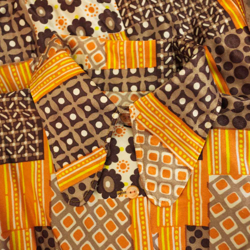 1970s patchwork print button-up - image 4