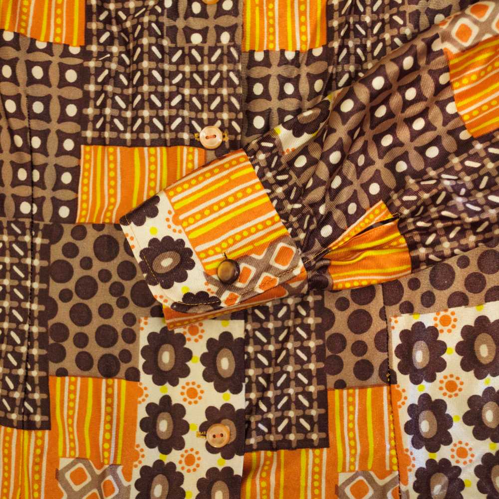 1970s patchwork print button-up - image 5