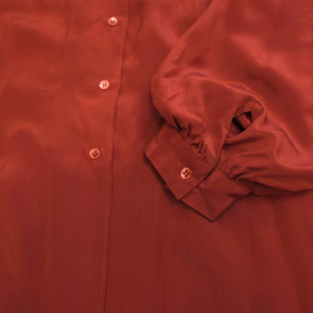 1980s crimson silk blouse - image 3