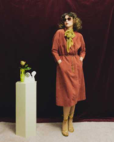 1970s Halston dusty rose ultrasuede dress