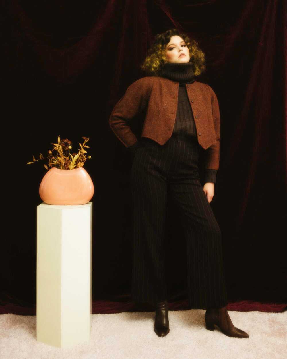 1990s Thierry Mugler brown pinstripe pants - image 1
