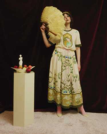 1970s Karl Lagerfeld for Chloé painted silk dress