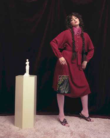 1980s J. Jill red dolman sleeve dress