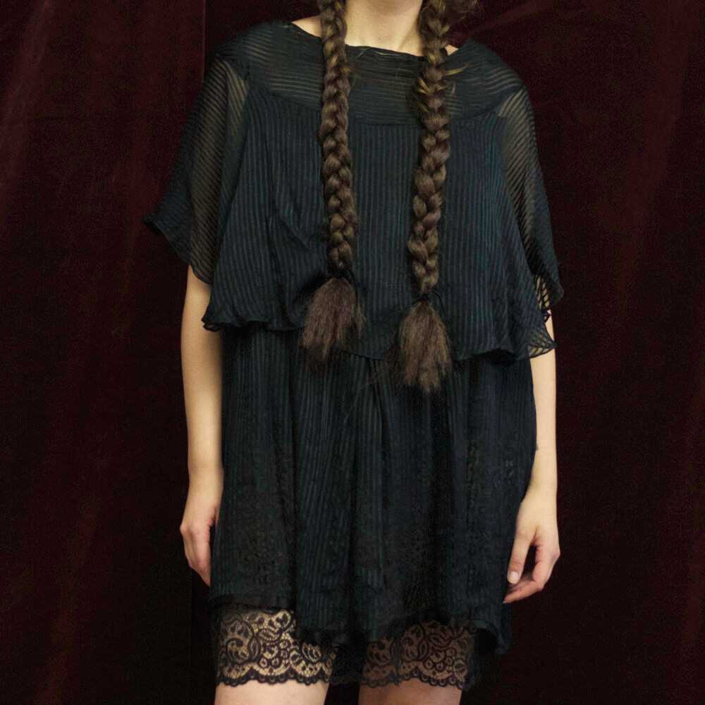 1980s sheer silk and lace layered tunic - image 2