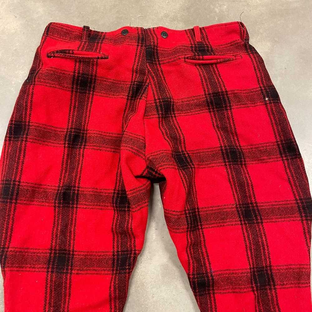 Vintage 40s Red Buffalo Plaid Hunting Pants Ankle… - image 11