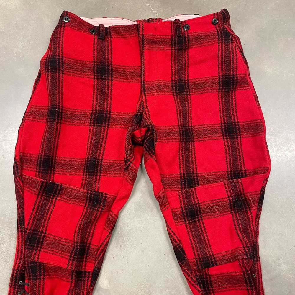 Vintage 40s Red Buffalo Plaid Hunting Pants Ankle… - image 3