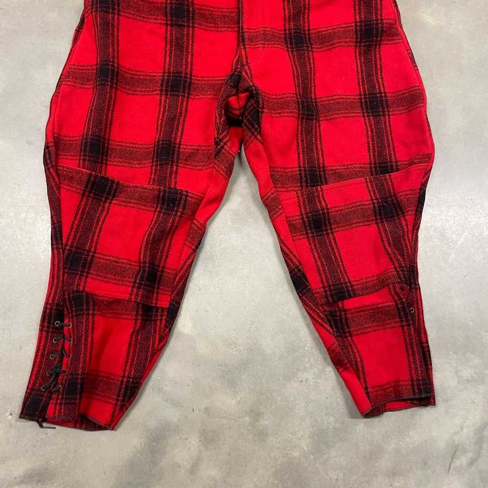 Vintage 40s Red Buffalo Plaid Hunting Pants Ankle… - image 4