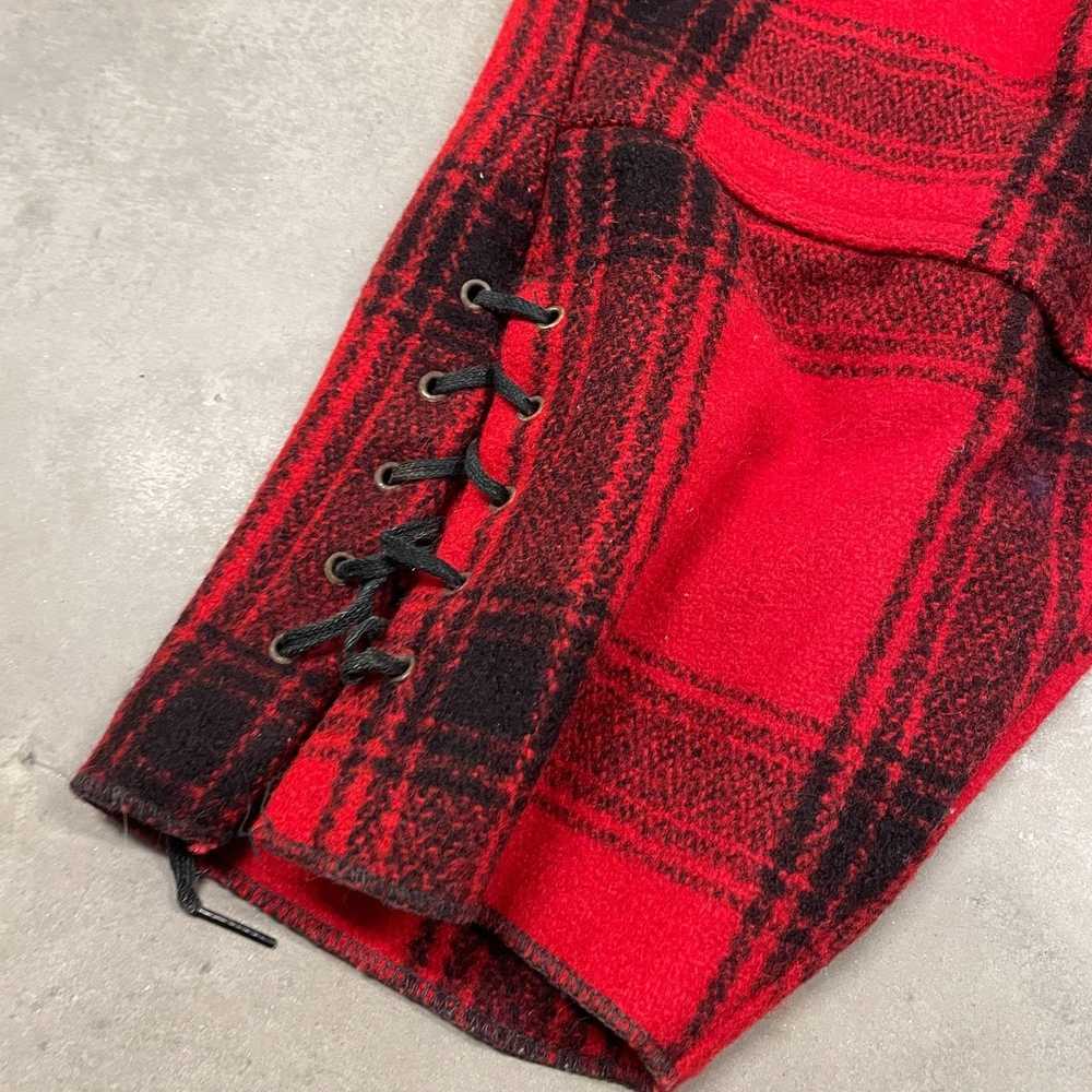 Vintage 40s Red Buffalo Plaid Hunting Pants Ankle… - image 5