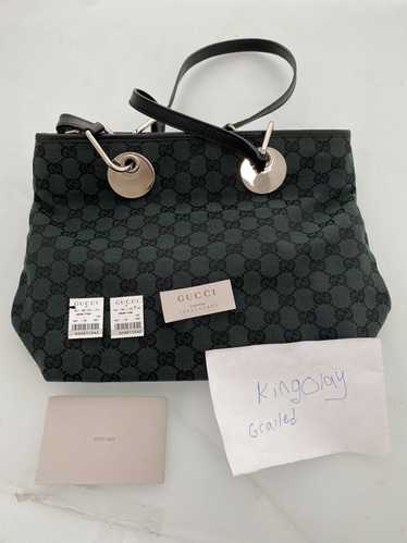 Gucci Gucci abbey canvas and leather tote in green