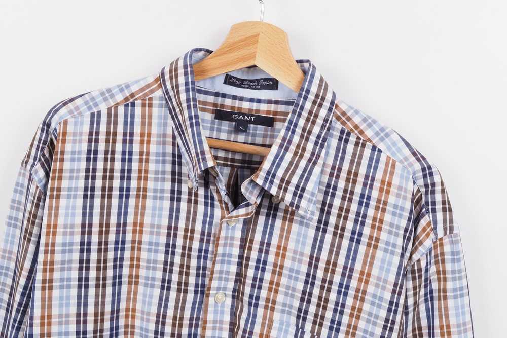 Gant GANT Long Beach Poplin Check Plaid Shirt XL … - image 4