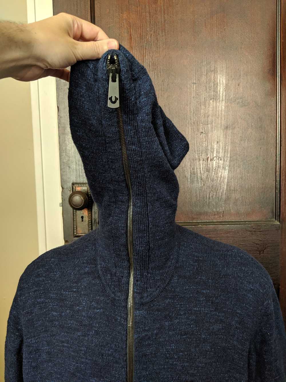 True Religion Navy knit full-zip logo hoodie - image 6