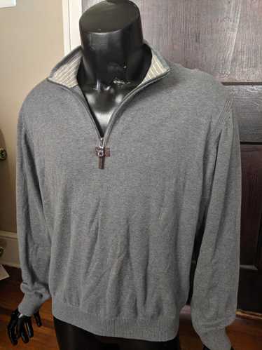 Allen Edmonds Grey leather trim sweater