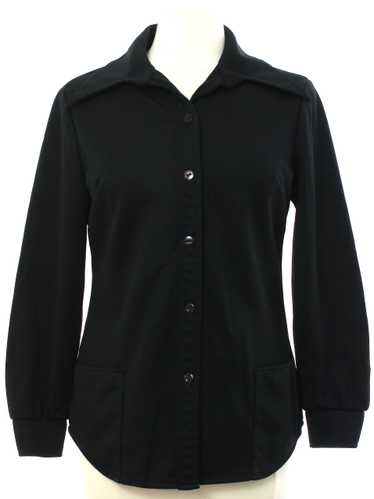 1970's First Edition Womens Black Mod Knit Shirt