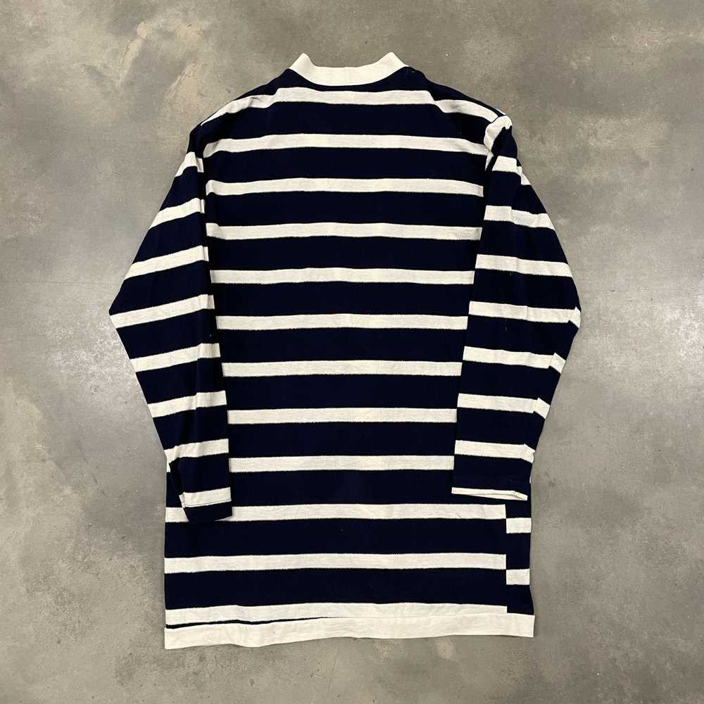 Vintage 80s Cotton Knit Striped Blue/White Cardig… - image 7
