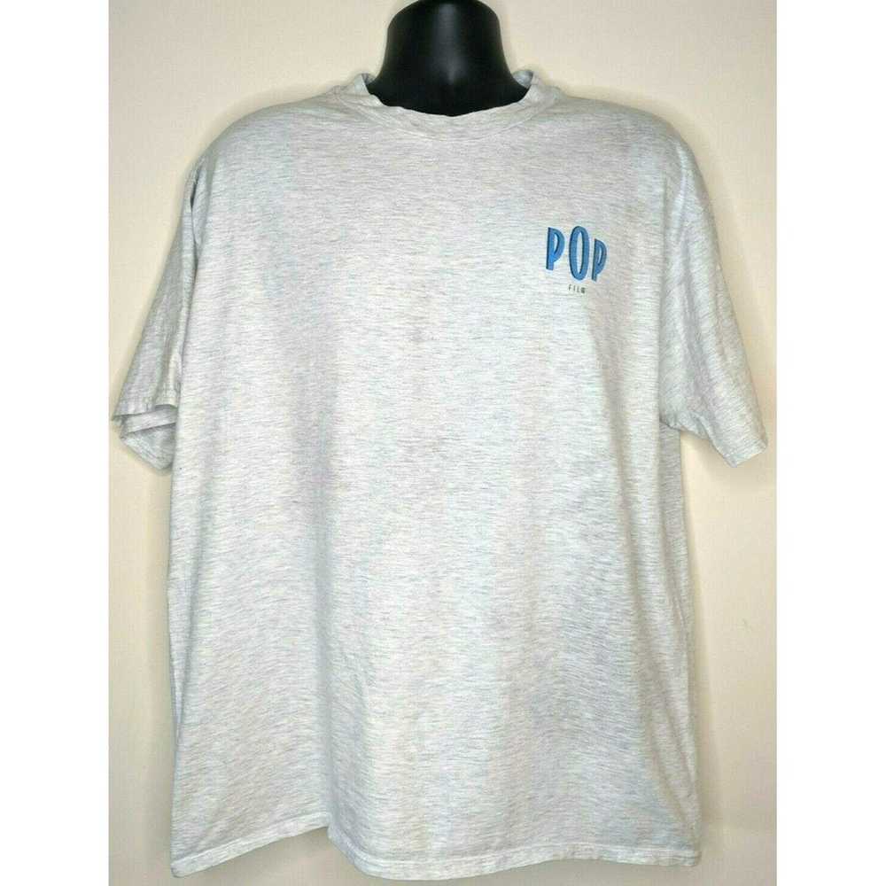 Hanes Pop Film Vintage 90s Tshirt XL Heather Gray - image 3