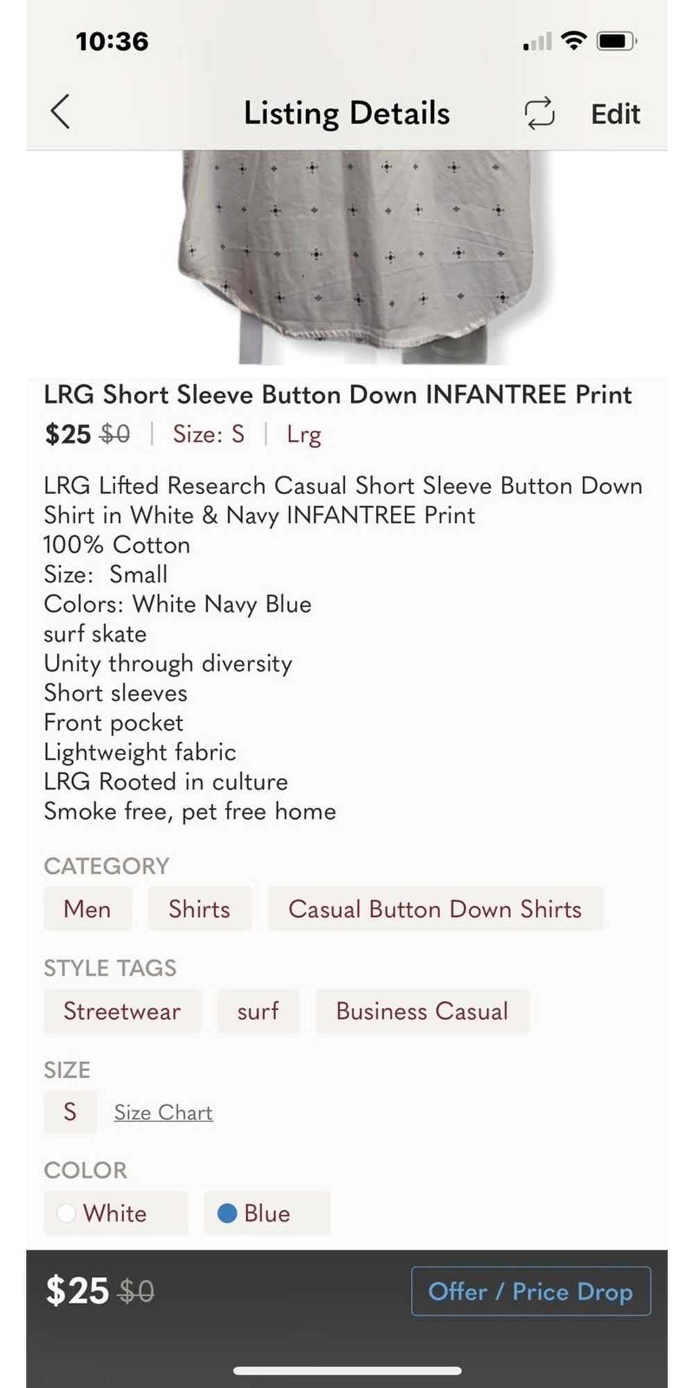 LRG LRG Infantree Pattern Button Down Shirt White… - image 7