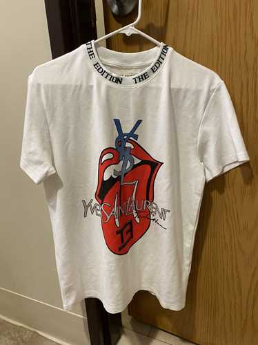 Vintage Yves Saint Laurent Big Logo Ringer T Shirt (Size M) — Roots