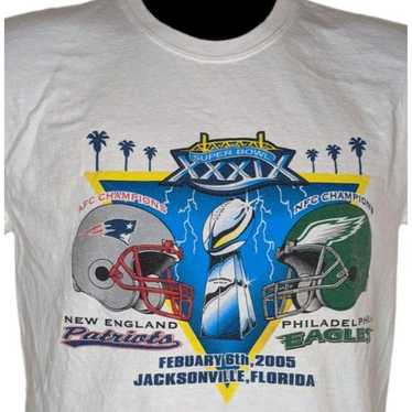 Hanes Superbowl XXXIX 2005 Tshirt Patriots Eagles 