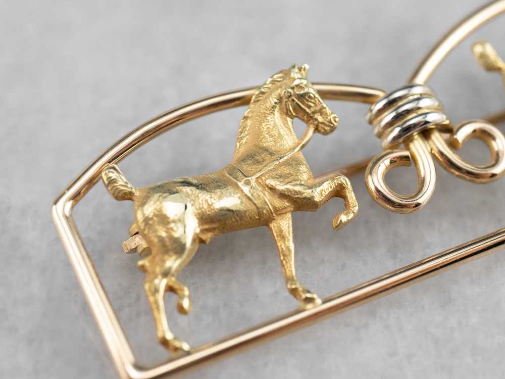 Two Tone Gold Double Horse Brooch - image 10
