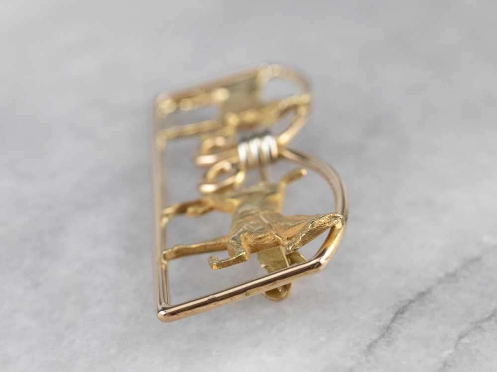 Two Tone Gold Double Horse Brooch - image 4