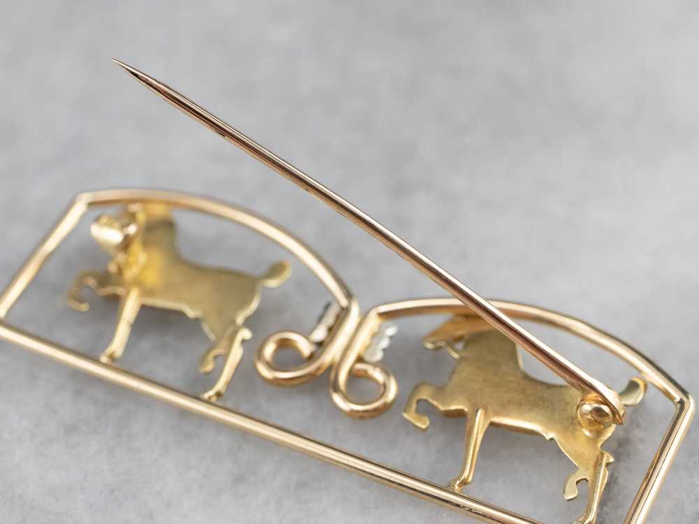 Two Tone Gold Double Horse Brooch - image 8
