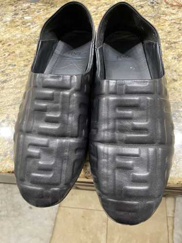 Fendi Fendi FF Embossed Leather Slippers size 10