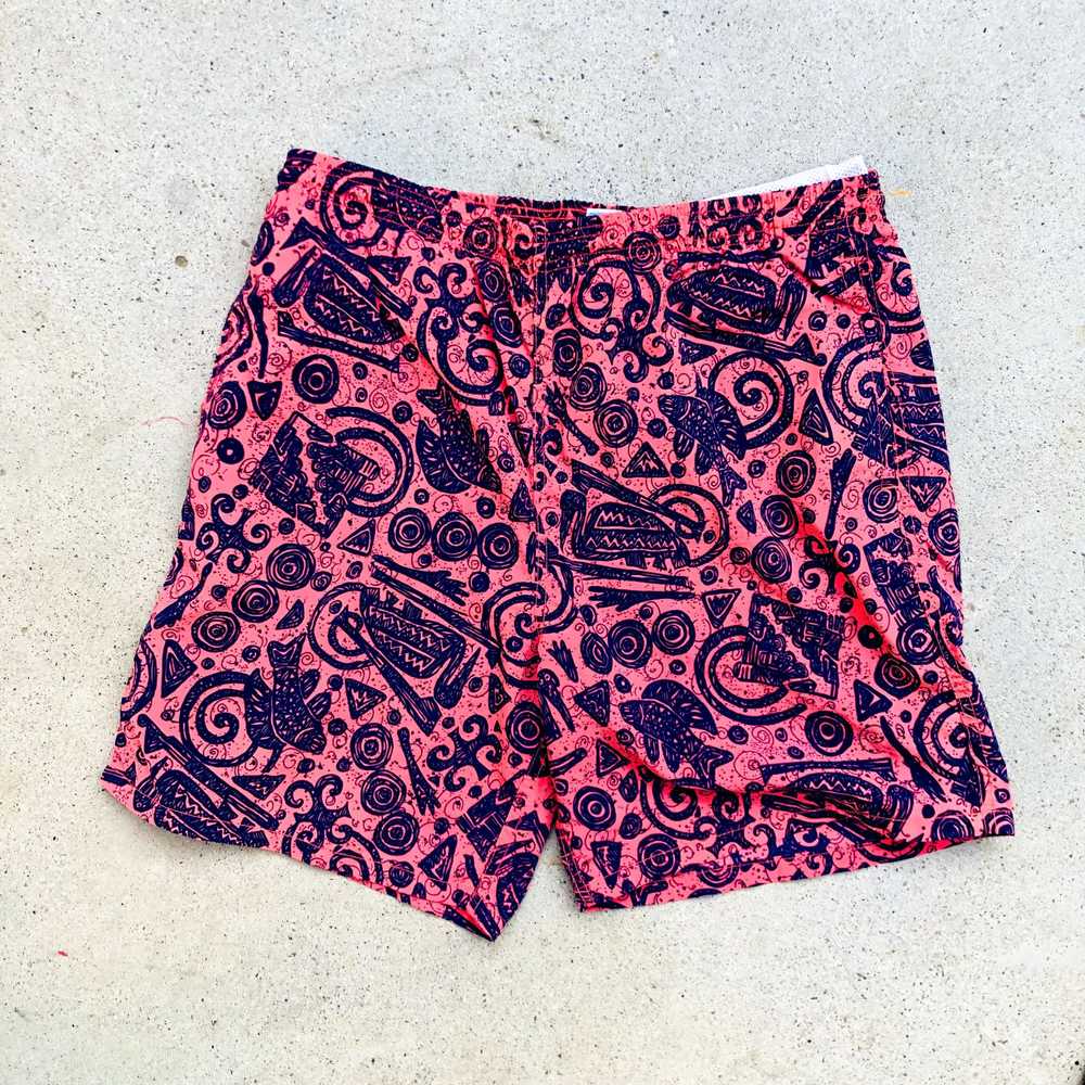 vintage 1990s bright red fish shorts - image 1