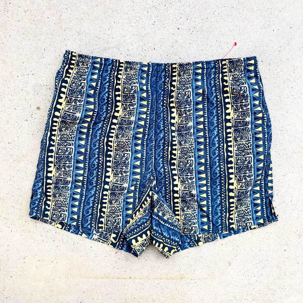 vintage 90s blue abstract shorts - image 1