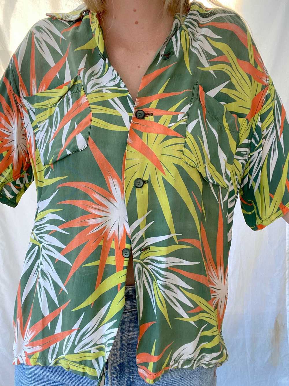 Floral Print Hawaiian Button Down Shirt - image 2