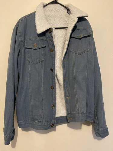 Vintage Denim Jean Jacket Faux Sherpa lined