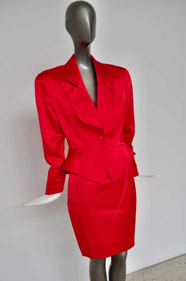 Thierry Mugler red satin costume small size