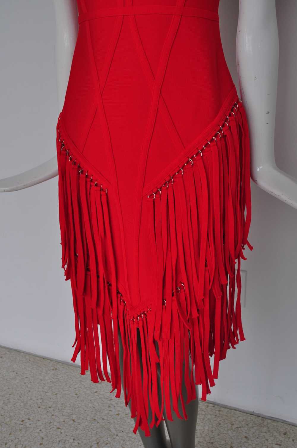 Sexy fringed dress vibrant red color unused desig… - image 3