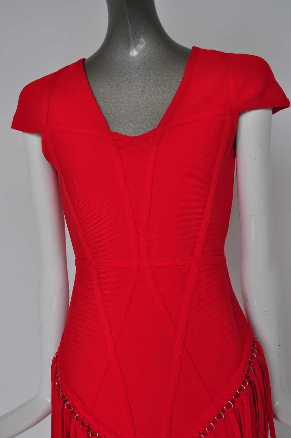 Sexy fringed dress vibrant red color unused desig… - image 5