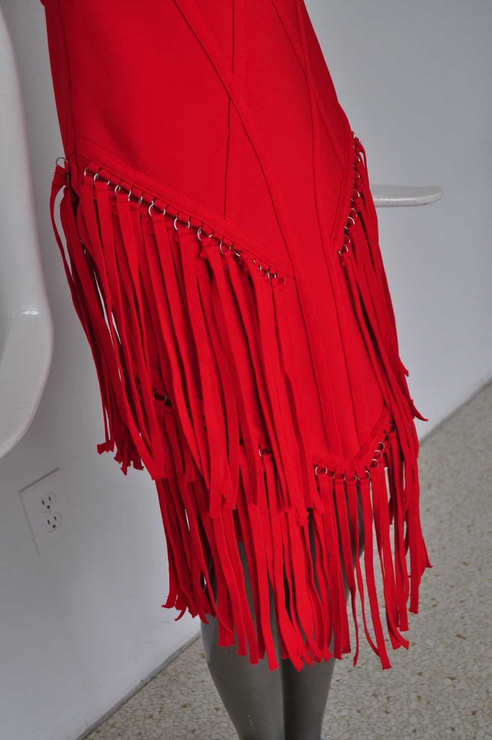 Sexy fringed dress vibrant red color unused desig… - image 6