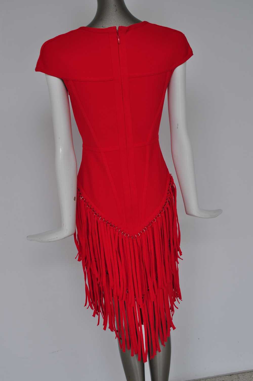 Sexy fringed dress vibrant red color unused desig… - image 7