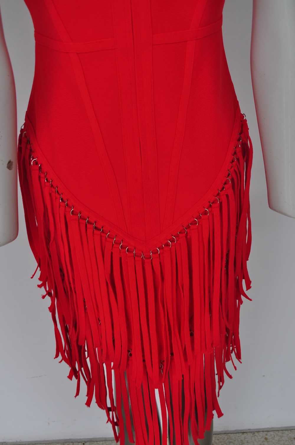 Sexy fringed dress vibrant red color unused desig… - image 8
