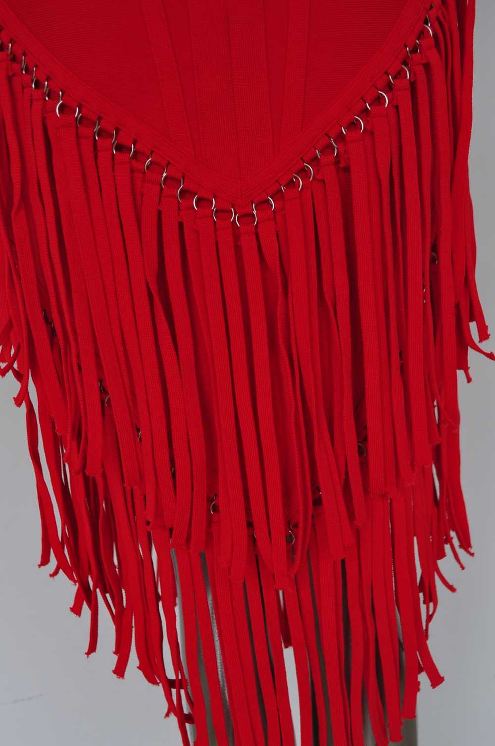 Sexy fringed dress vibrant red color unused desig… - image 9