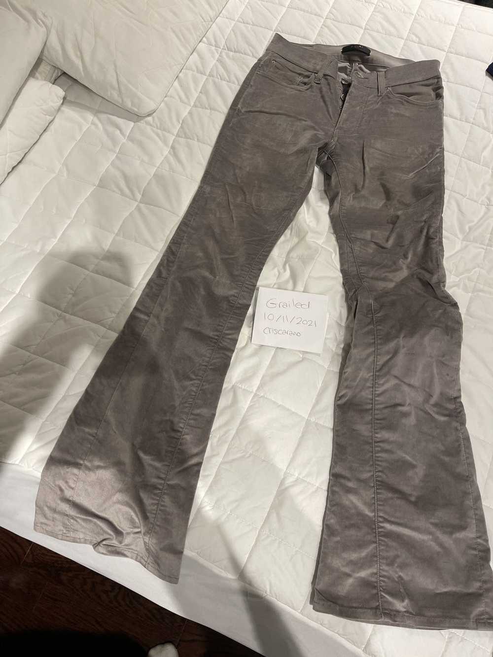 Amiri Velour Flare Stack Pants in Slate Grey - Gem