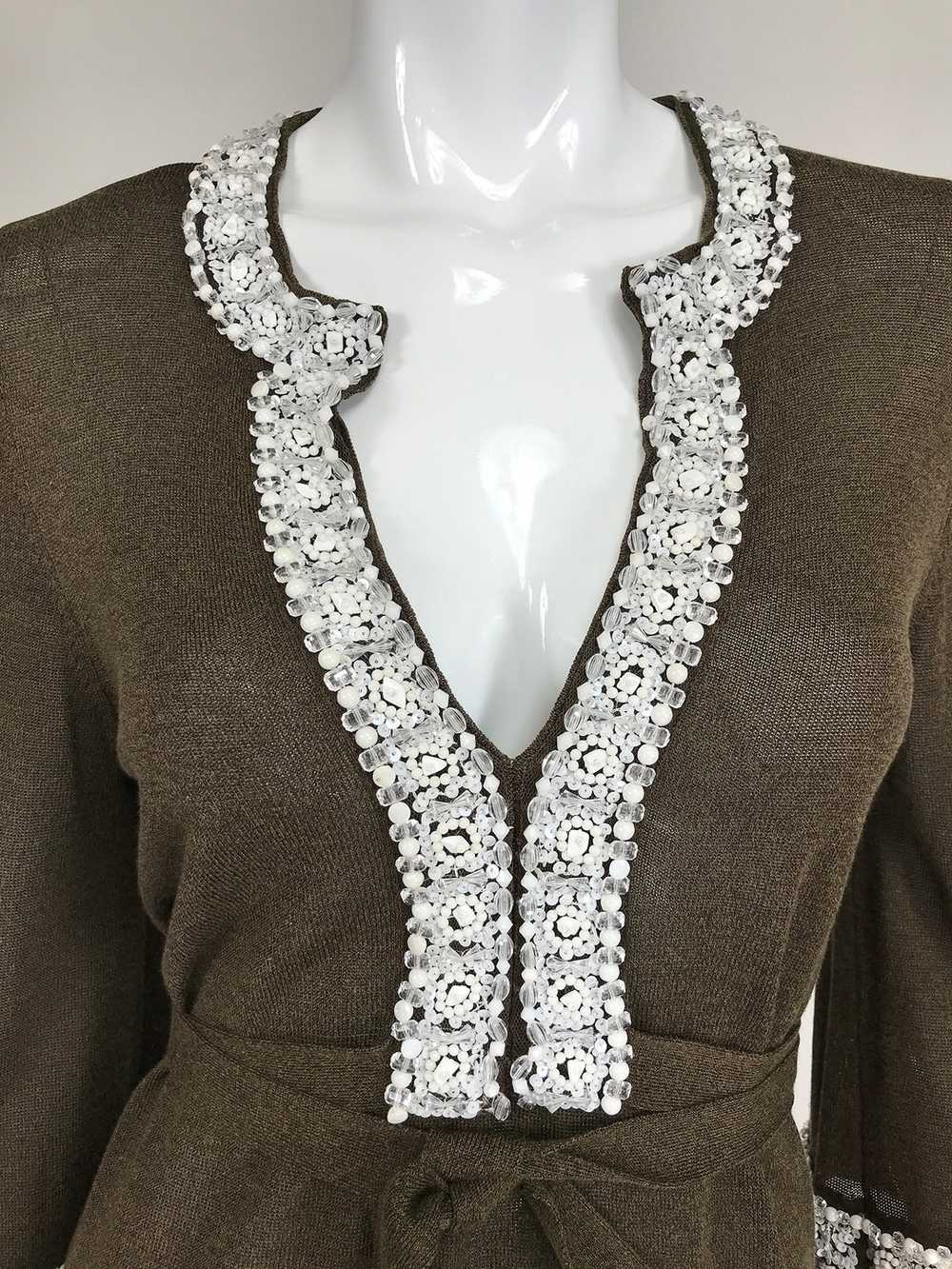 Valentino Beaded Knit Plunge V Neckline Top - image 11