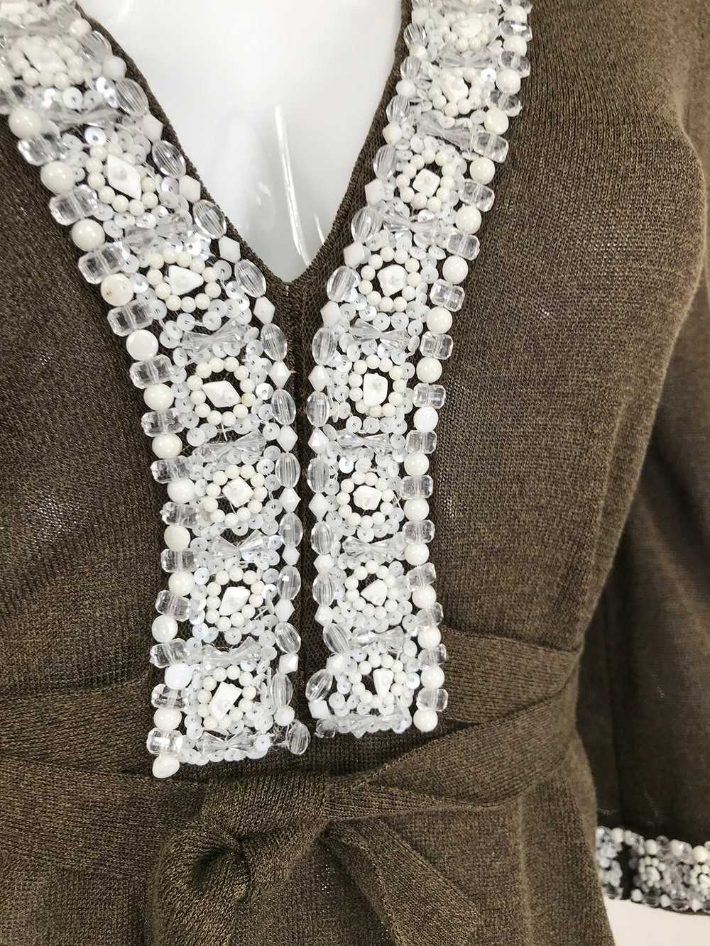 Valentino Beaded Knit Plunge V Neckline Top - image 12