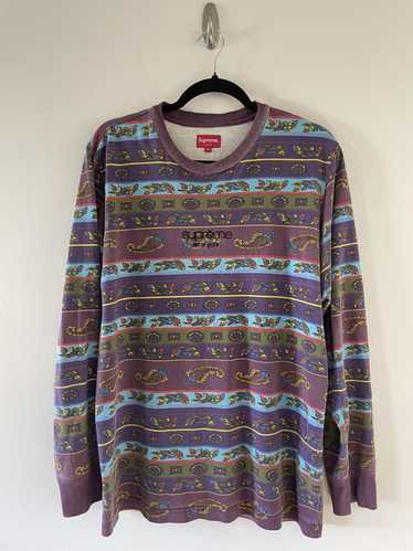 Supreme Supreme Purple Paisley Stripe Sweater.