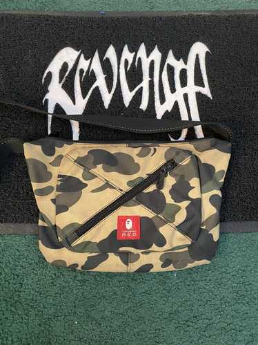 BAPE A Bathing Ape Solid Camo Leather Tote Side Waist Shoulder Bag Black  SUPREME