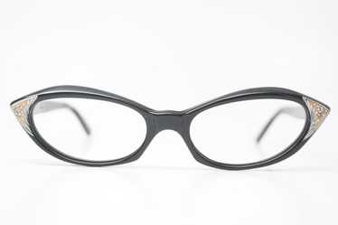 Unused Black Rhinestone Cat Eye Glasses NOS