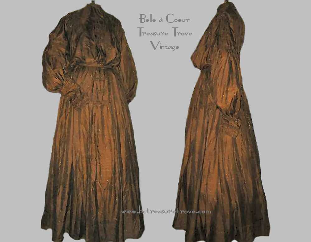 Chocolate Brown Silk Gibson Girl Antique Day Dres… - image 1