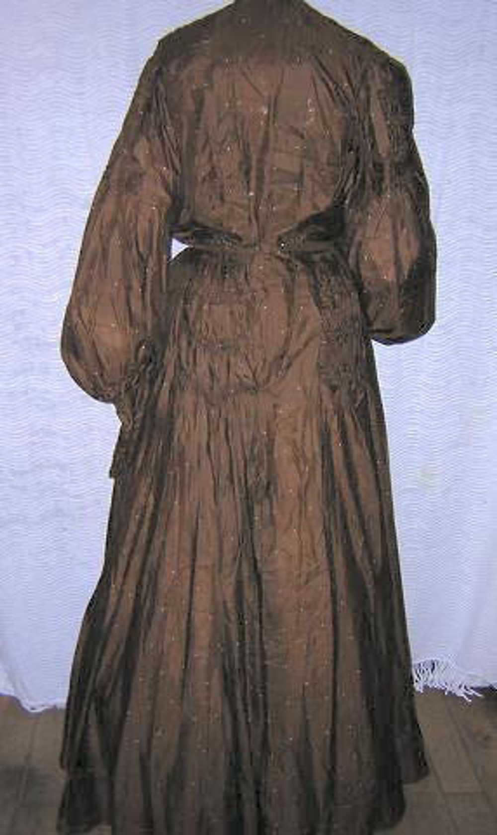 Chocolate Brown Silk Gibson Girl Antique Day Dres… - image 2