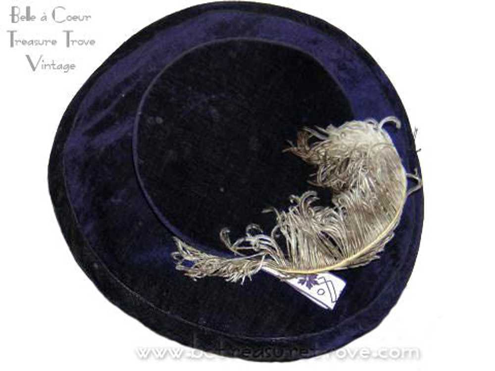 Deep Purple Velvet Antique Victorian Hat with Ost… - image 8