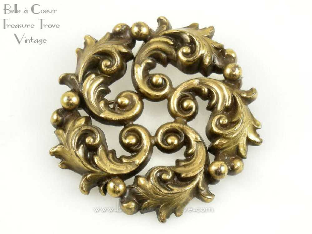 Joseff of Hollywood Rococo Russian Gold Tone Broo… - image 1