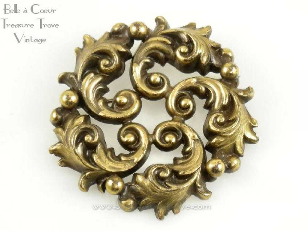 Joseff of Hollywood Rococo Russian Gold Tone Broo… - image 3