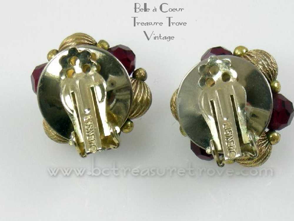 Lisner Red Bead Necklace Earring Set Vintage 1950s - image 4